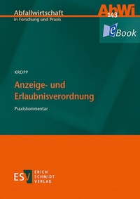 Abbildung von: Anzeige- und Erlaubnisverordnung - Erich Schmidt Verlag