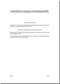 Cover: Small Business, Enterprise and Employment Bill - TSO