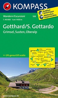 Abbildung von: KOMPASS Wanderkarte 108 Gotthard/S. Gottardo - Grimsel - Susten - Oberalp 1:40.000 - KOMPASS-Karten