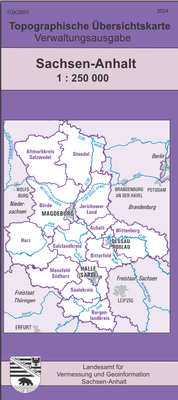 Abbildung von: Topographische Übersichtskarte Sachsen-Anhalt 1:250 000 - Landesamt für Vermessung und Geoinformation Sachsen-Anhalt (LVermGeo)
