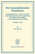 Cover: Die Gemeindebetriebe Mannheims. - Duncker & Humblot