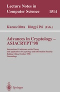 Cover: Advances in Cryptology - ASIACRYPT'98 - Springer