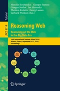 Cover: Reasoning Web. Reasoning and the Web in the Big Data Era - Springer