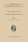 Cover: Automorphe Funktionen und indefinite quadratische Formen - Springer