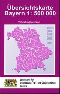 Abbildung von: ÜK500 Amtliche Übersichtskarte von Bayern 1:500000 - Landesamt für Digitalisierung, Breitband und Vermessung, Bayern