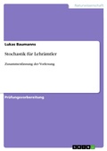 Cover: Stochastik f&uuml;r Lehr&auml;mtler - GRIN Verlag