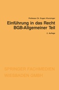 Cover: Einf&uuml;hrung in das Recht BGB-Allgemeiner Teil - Springer Gabler