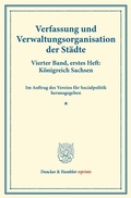 Cover: Verfassung und Verwaltungsorganisation der St&auml;dte. - Duncker & Humblot