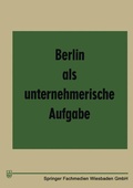 Cover: Berlin als unternehmerische Aufgabe - Springer Gabler