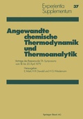 Cover: Angewandte chemische Thermodynamik und Thermoanalytik - Birkh&auml;user