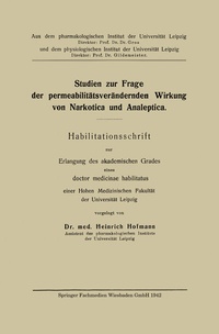 Abbildung von: Studien zur Frage der permeabilitätsverändernden Wirkung von Narkotica und Analeptica - Springer