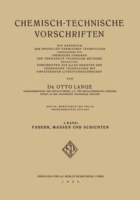 Abbildung von: Chemisch-Technische Vorschriften - Springer