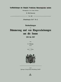 Abbildung von: Beobachtungen der Dämmerung und von Ringerscheinungen um die Sonne 1911 bis 1917 - Springer