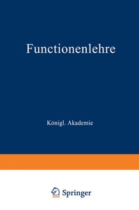 Abbildung von: Functionenlehre - Springer