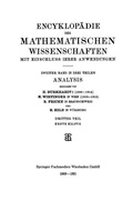 Cover: Encyklop&auml;die der Mathematischen Wissenschaften mit Einschluss ihrer Anwendungen - Vieweg+Teubner Verlag