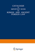 Cover: Catalogue of Important Books on Roman and Ancient Foreign Law - Springer