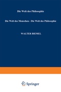 Cover: Die Welt des Menschen - Die Welt der Philosophie - Springer