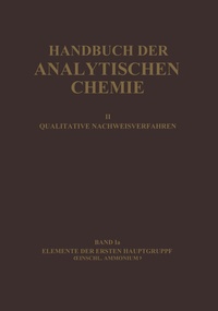 Abbildung von: Elemente der Ersten Hauptgruppe Einschl. Ammonium - Springer