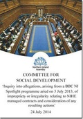 Cover: Inquiry into allegations, arising from a BBC NI Spotlight programme aired on 3 July 2013, of impropriety or irregularity relating to NIHE managed contracts and consideration of any resulting actions - Stationery Office Books