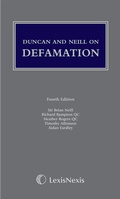 Cover: Duncan and Neill on Defamation - Butterworths Law