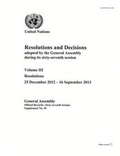 Cover: Resolutions and Decisions Adopted by the General Assembly During Its Sixty-Seventh Session, Volume III - United Nations
