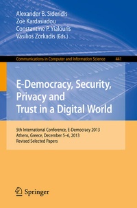 Enlarge image Cover: E-Democracy, Security, Privacy and Trust in a Digital World - Springer