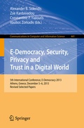 Cover: E-Democracy, Security, Privacy and Trust in a Digital World - Springer