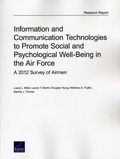 Cover: Information and Communication Technologies to Promote Social and Psychological Well-Being in the Air Force - RAND