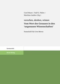 Cover: vorschen, denken, wizzen. Vom Wert des Genauen in den "ungenauen Wissenschaften" - S. Hirzel Verlag