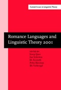 Cover: Romance Languages and Linguistic Theory 2001 - John Benjamins Publishing Co