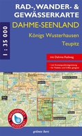 Cover: Rad-, Wander- und Gew&auml;sserkarte Dahme-Seen: K&ouml;nigs Wusterhausen, Teupitz - gr&uuml;nes herz