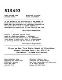 Abbildung von: Sloan Vs New York State Board of Elections, Albany Supreme Court No. 4003-14, Decisions, Briefs and Record - Ishi Press