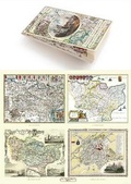 Cover: Kent County 1611 - 1836 - Fold Up Map that features a collection of Four Historic Maps, John Speed's County Map 1611, Johan Blaeu's County Map of 1648, Thomas Moules County Map of 1836 and a Plan of Canterbury 1806 by Cole and Roper. - Mapseeker Archive Publishing
