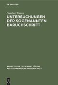 Cover: Untersuchungen der sogenannten Baruchschrift - De Gruyter
