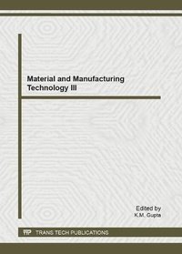 Enlarge image Cover: Material and Manufacturing Technology III - Trans Tech Publications Ltd