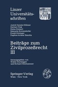 Cover: Beitr&auml;ge zum Zivilprozessrecht III - Springer