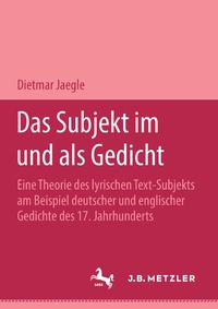 Enlarge image Cover: Das Subjekt im und als Gedicht - J.B. Metzler