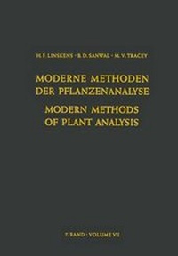 Enlarge image Cover: Modern Methods of Plant Analysis / Moderne Methoden der Pflanzenanalyse - Springer