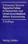 Cover: Typische Fehler in Gutachten und Urteil einschliesslich Akten-Kurzvortrag - Vahlen