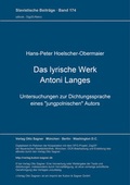Cover: Das lyrische Werk Antoni Langes - Peter Lang Verlag