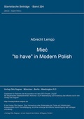 Cover: Miec, "to have" in Modern Polish - Peter Lang Verlag