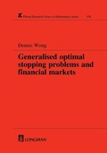 Cover: Generalized Optimal Stopping Problems and Financial Markets - CRC Press