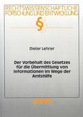 Cover: Der Vorbehalt des Gesetzes f&uuml;r die &Uuml;bermittlung von Informationen im Wege der Amtshilfe - VVF