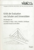 Cover: Kritik an der Evaluation von Schulen und Universit&auml;ten - Ergon