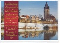 Abbildung von: Weihnachts- Doppelkarte B6 " St.Crucis-Kirche im Winter ", mit Umschlag, - Frühauf, Buchhandlung, Inh. Wolfgang Frühauf e.K.