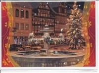 Abbildung von: Winter- Doppelkarte B6 " Marktbrunnen im Schneeggestöber " mit Umschlag - Frühauf, Buchhandlung, Inh. Wolfgang Frühauf e.K.
