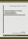Cover: Advanced Research on Energy, Chemistry, Materials and Informatization III - Trans Tech Publications Ltd