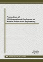 Cover: Proceedings of 2014 International Conference on Material Science and Engineering - Trans Tech Publications Ltd