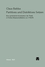 Cover: Partitives und Distriktives Setzen - Meiner