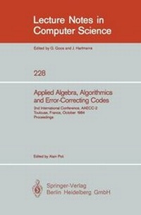 Enlarge image Cover: Applied Algebra, Algorithmics and Error-Correcting Codes - Springer